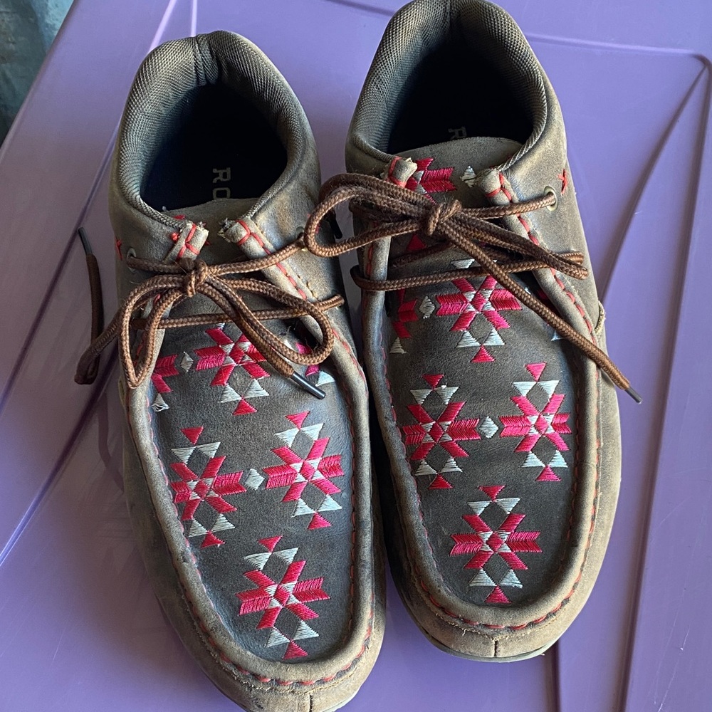 Roper Women's Chillin Casual Shoes - Brown/pink-Sz. 10